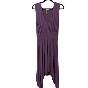 Rachel Pally Purple Scoop Neck Knee Length Dress Womens XS Asymmetrical Hem